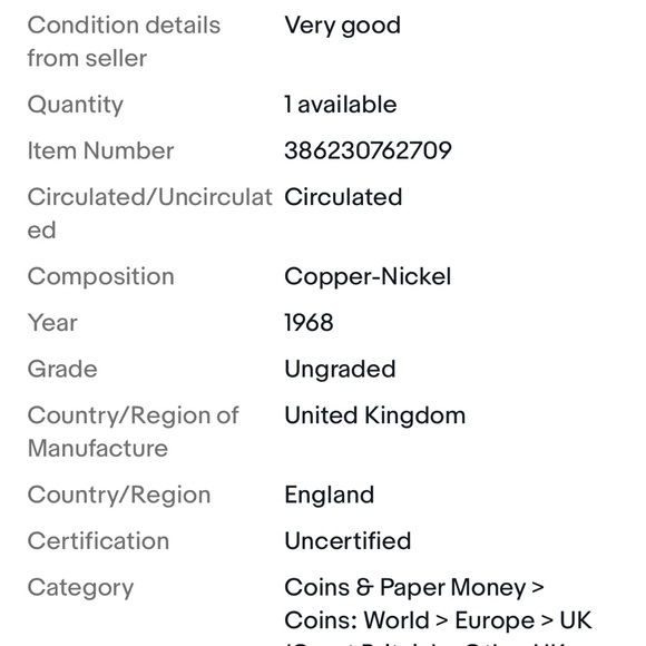 1968 Rare New Pence D-G RegFD Elizabeth 10 Uk Vintage Coin . - Picture 6 of 8